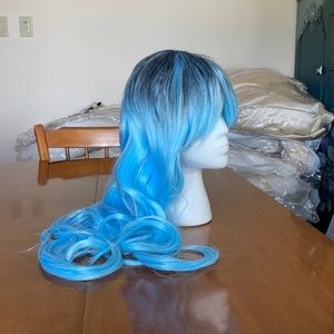 New wig black blue Cosplay pole dancer anime
